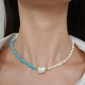 Handmade Boho Freshwater Pearl Beaded Choker Necklace Jewelry for Women