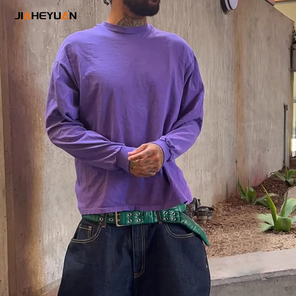 Custom Embroidery Printing Baggy Blank Breathable Vintage Clothes Wholesale Manufacturer Long Sleeve T-shirt for Men