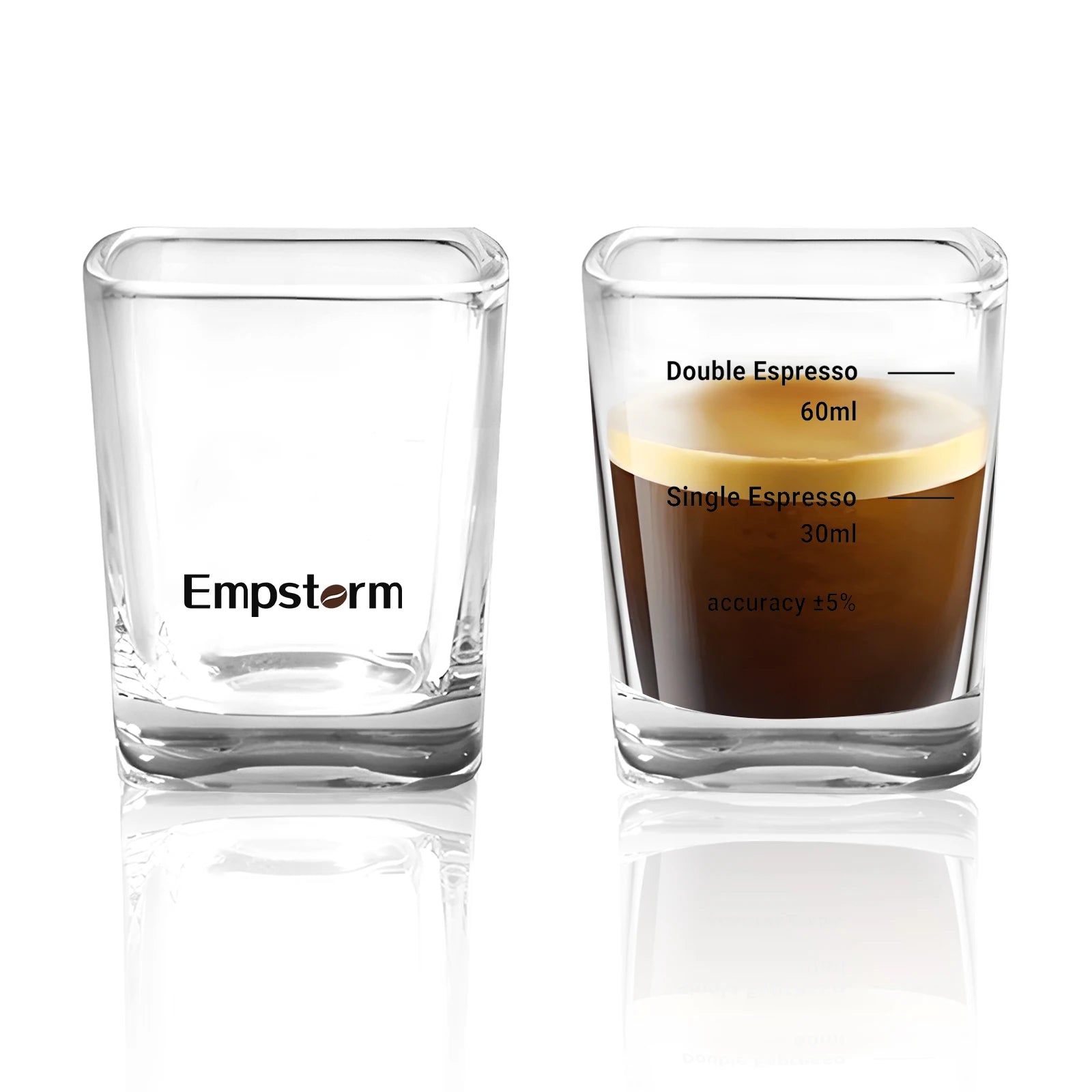 Espresso Coffee Glass Cup Double Wall Heat Resistance 60ml Eco-Friendly Household Tiny Cup for 2 with Scale