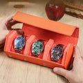 Customized Hexagonal Leather Watch Box 3 Booth Mechanical Watch Storage Box Leather Watch Roll Case Travel 3 Slots