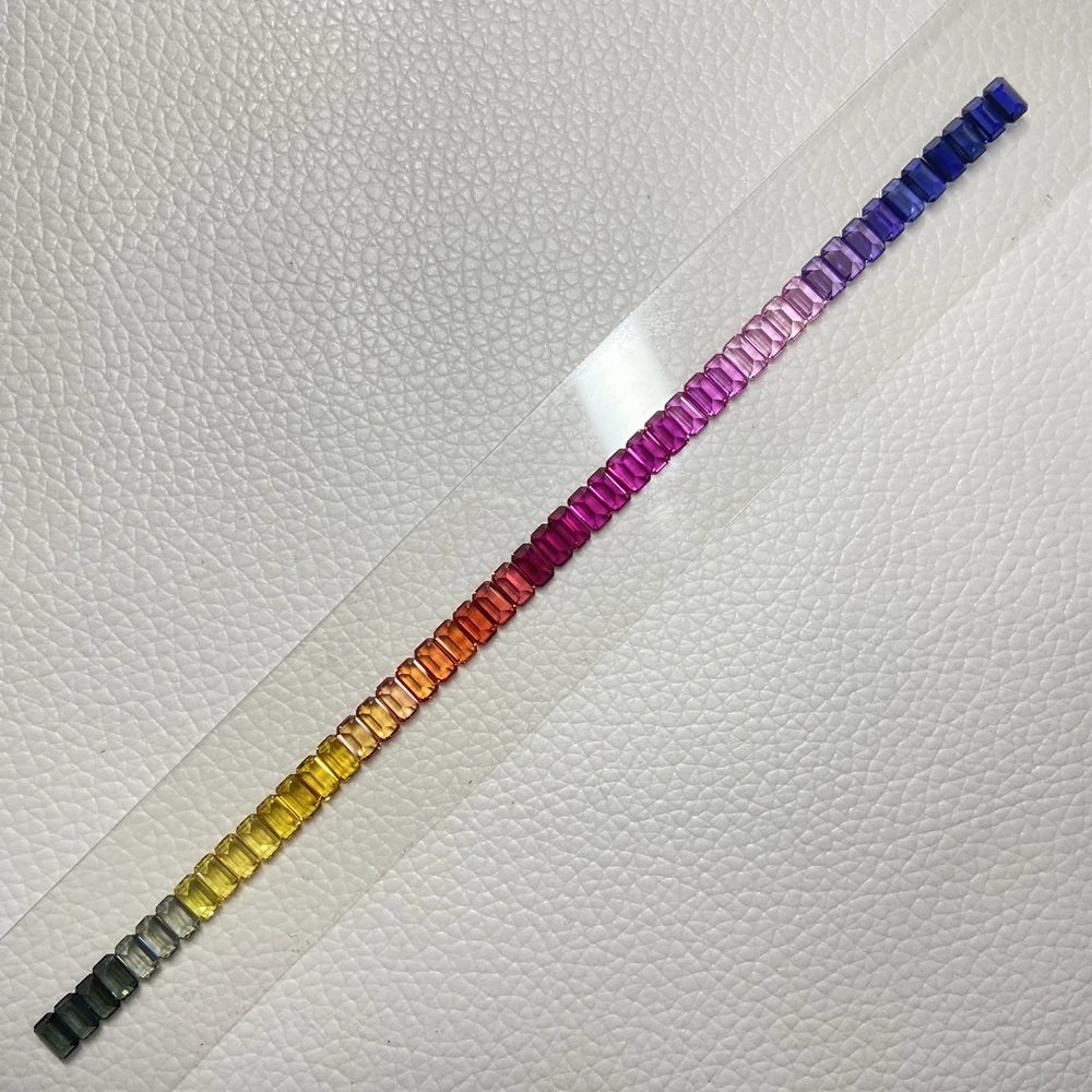 Rectangle Shape Emerald Cut 3x5mm Rainbow Synthetic Corundum Sapphire Loose Gemstones Per Set Price