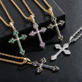 New Arrivals Fashion Hip Hop Punk Style Rapper Crucifix Charm Jewelry Iced Out Lab Diamond Cross Pendant Necklaces for Men Women