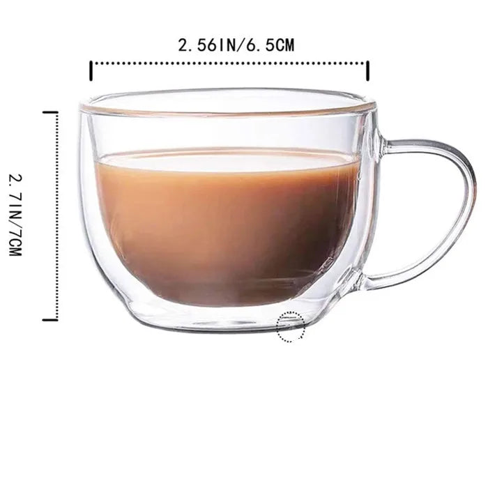 Double Walled  Glass Coffee Cups Insulated Drinking Glass Coffee Mugs with Handle Perfect for Coffee