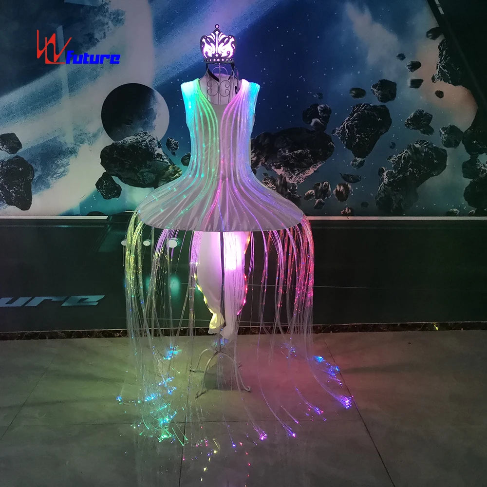 LED Ballerina Costumes Discount Price China for Girls Adults LED Light up Tutu Skirt LED Belly Dance Dress White 1 Piece