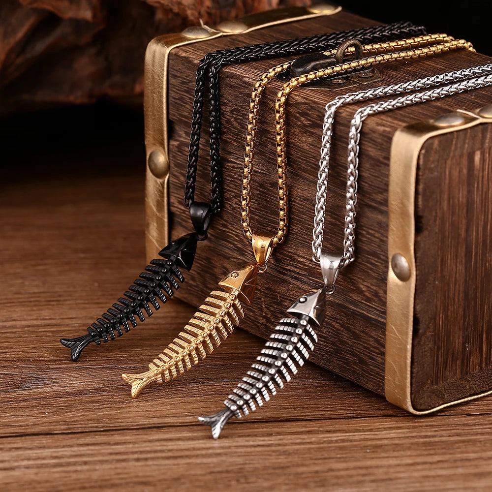 Fashion Trendy No-tarnish Silver Jewelry Stainless Steel Animal Men's Necklace Gold Plated Pendant Necklace for Man