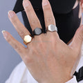 Simple Stainless Steel Hexagon Signet Ring Classic Geometric Solid Silver Gold Plated Hexagon Engagement Dome Band Ring