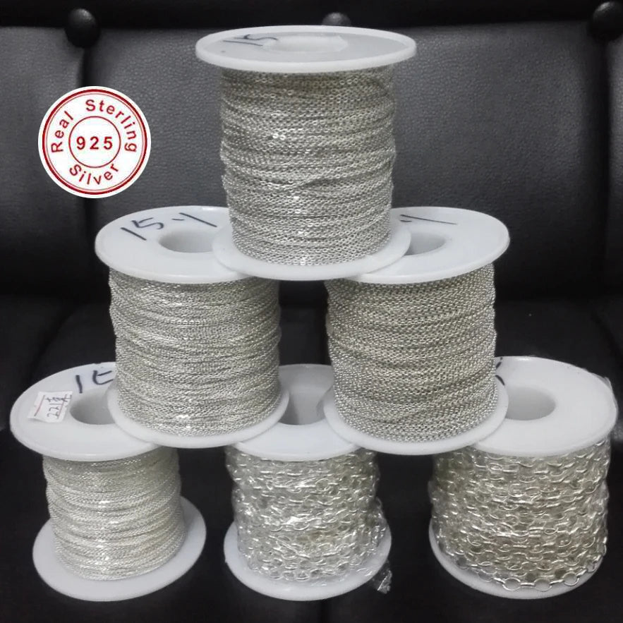 Factory Wholesale Chains Rollo Cadena Plata 925 Sterling Silver Chain Roll for Jewelry Necklace Making MegaBDM