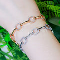Geometric Square Silver Gold Plated Chain Link Micro CZ Pave Cubic Zirconia Chic Designer Bracelet for Women Party Boho Jewelry