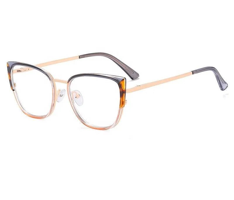 2023 New Fashion Women Spectacle Frame Metal TR90 Cat Eyeglasses Blue Light Blocking Glasses Myopia Optical Frame for Computer