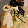 INS Popular Big Bow Scrunchies Solid Color Satin Silk Scrunchies High Quality Hair Bands French Temperament Hair Accessories