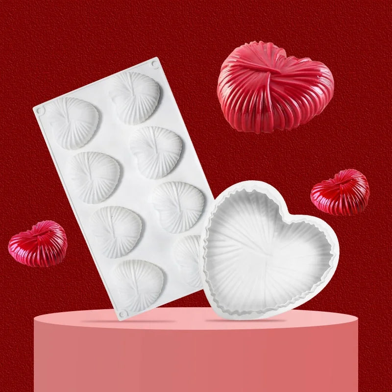 D5089 Valentine's Day Wool Weave Heart-shape Candle Mousse Cake Ice Cream Candy Chocolates Baking Resin Mold Silicone 3D Mould