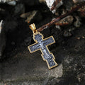 Ss8-210p Part Gold Jesus Cross Men's Stainless Steel Crucifix Eastern Orthodox Pendant Chain Necklace Jewelry