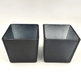 Wholesale New Square Glass Candle Jar Holder White Black Glass Cube Candle Jar With Wood Lid