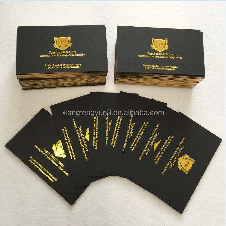 Custom Luxury Black Gold Foil Recycled Business Card Printing with Golden Edge