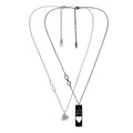Retro Valentine Stainless Steel Couple Necklace Simple Letter Heart NO.8 Rectangle Pendant Chain Titanium Black White Necklace