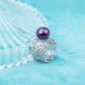 R030521 DIY 6-8mm Natural Freshwater Pearl Ring Accessory 925 Sterling Silver Adjustable Size Engagement Jewelry Ring for Women MegaBDM