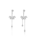Snow Sparkly Zircon Earring Asymmetric Tassel with Zircon Silver Drop Earrings for Women