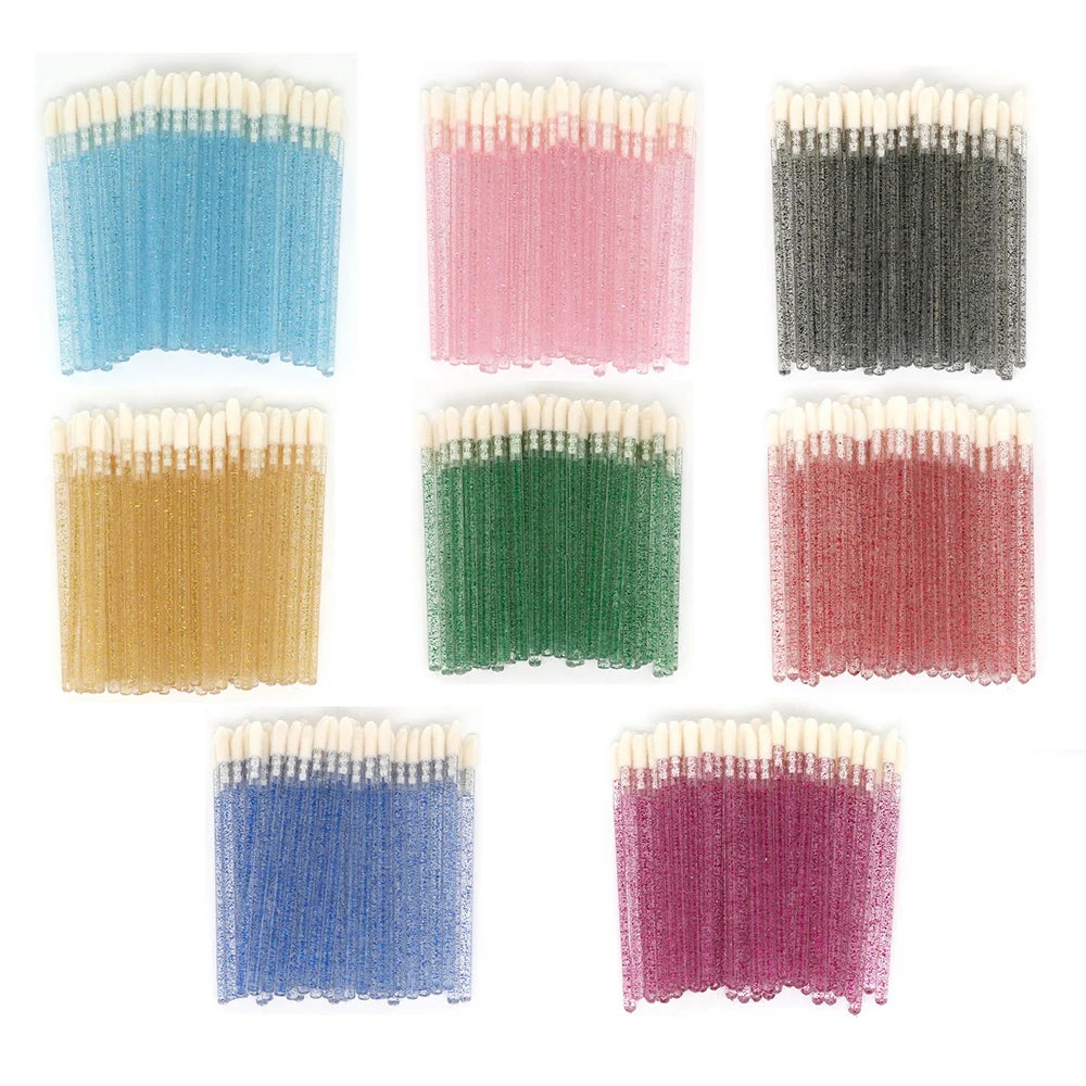 Lint Free Crystal Lip Gloss Applicator Stick Wands Glitter Wholesale Disposable Flocking Cotton Lip Brush