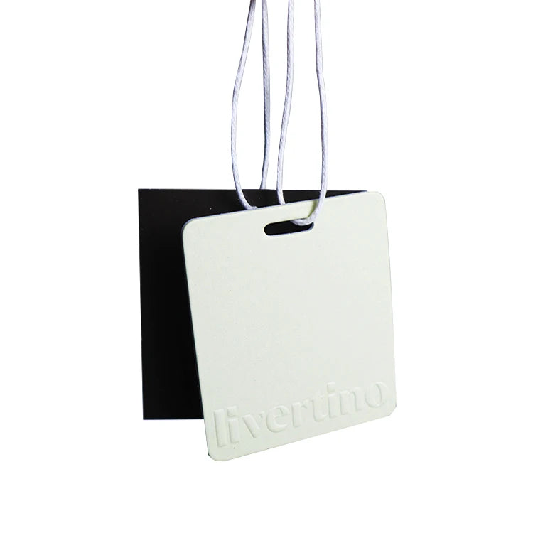Custom Embossed logo Cardboard Recycled Garment Tags Paper Swing hang Tag for Clothing