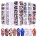 12 Grit Mixed Sizes Flat Back AB Crystal Rhinestone Nail Diamond  3D Charm DIY Manicure Nail Art Decorations