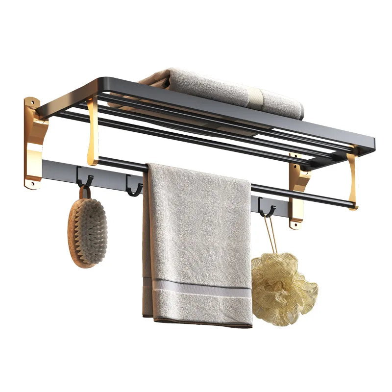 Bathroom Stainless Steel Matte Black Bath Bathroom Hardware Accessories Set Gold Towel Rack Set Thickened Towel Rack Pendant