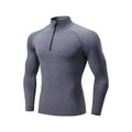 Wholesale Long Sleeve Men's Slim Fit Zip Shirt Custom Quick Dry Quarter Zip Shirt Custom Men Fitness Shirt Plain Sports T-shirt