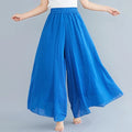 Wholesale Women's Wide Leg Loose Trousers Long Skirt Elastic Waist Linen Solid Color Swing Casual Long Pants