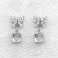 Sterling Silver 5mm/6mm Semi Mount Stud Eardrops Empty Support Blank Claws Setting S925 Base Without Center Stone for DIY Inlay