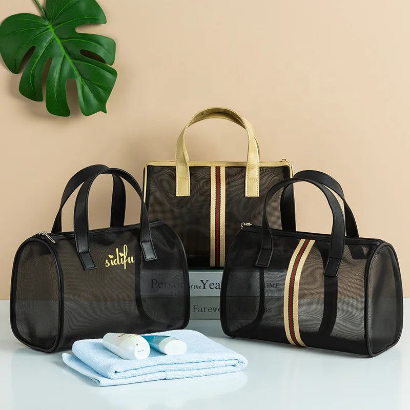 Travel Accessories Transparent Mesh Makeup Cosmetie Bag Portable Travel Beach Swimming Toiletry clear Pouch Bag