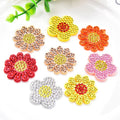 Cute Fabric Felt Rhinestone Sunflower Applique Sew on Strass Crystal Patches Badge for Children Clothes Hair Clips Dress