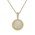 CN443  Bling Hip Hop Jewelry Brass Micro Pave CZ Round Flower Pendant Men and Women Necklace