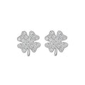 Fine Jewelry 925 Sterling Silver Clover Shape CZ Diamond Stud Earrings for Women