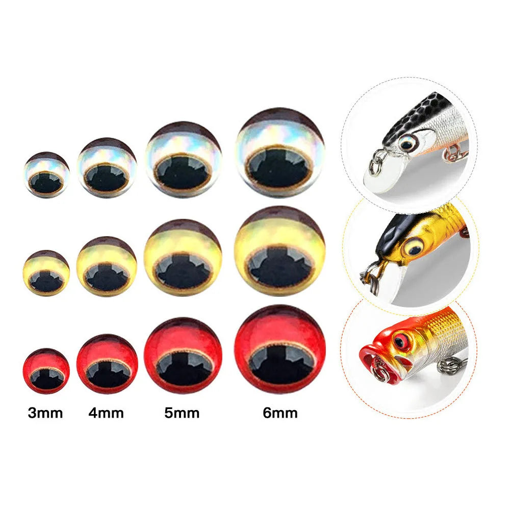 Blank Lure Eyes Sticker 3mm-12mm Resin 3D Jig Stickers Dumbbell Eyes for DIY Fishing Tackle