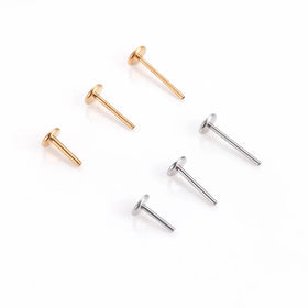ERESI 20g 18g 16g Titanium Unique Threadless Push Pin Flat Back Lip Labret Stud Piercing Jewelry Accessories Findings