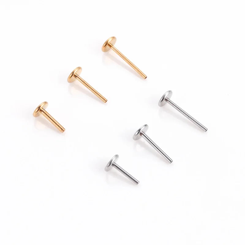 ERESI 20g 18g 16g Titanium Unique Threadless Push Pin Flat Back Lip Labret Stud Piercing Jewelry Accessories Findings