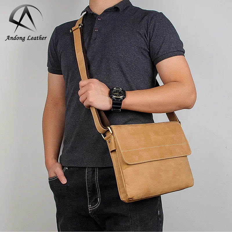 Andong Leather Shoulder Bag Crazy Horse Leather Retro Leather Men's Bag Casual Fashion Large Capacity One-shoulder Messenger Bag