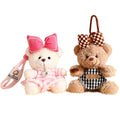 Mini Peluches Plush Doll Valentines Teddy Bears Keychain Stuffed Animal Toys Couple Plushie Pearl Heart Bow Skirt Bear Keychains