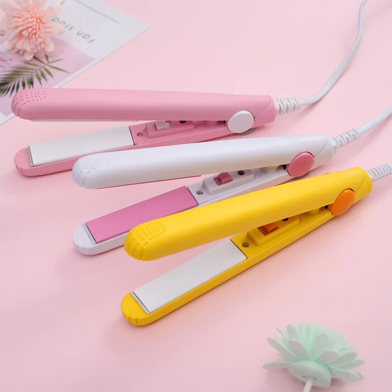 2025 New Mini Portable Hair Curler and Straightener Dual-Use Bangs Do Not Hurt Manual Electric Wired Hair Straightener