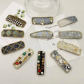 MIO Handmade Baroque Bling Rhinestone Square Drop Hair Clips Shell Pearl Flowers Beaded Bobby Pins Side Hairgrips French Barrett