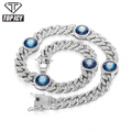 2022 Newest Arrival Gold Plated Cubic Zircon Cuban Chain Chain Jewelry Iced Out  Evil Blue Eyes Cuban Chain Necklace