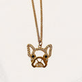 Cute French Bulldog Necklace Stainless Steel Crystal Rhinestones Gold Geometric Animal Jewelry Men Punk Lovely Dog Head Necklace