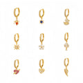 Zuola Trendy 5A Zircon Earrings 18K Gold Plated Multi Style Huggie Hoops with Pendant Fine Jewelry Unisex