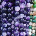 Wholesale Loose Gemstone Natural 8mm Purple Stripe Agate Stone Beads Strand for Bracelet Jewelry Making