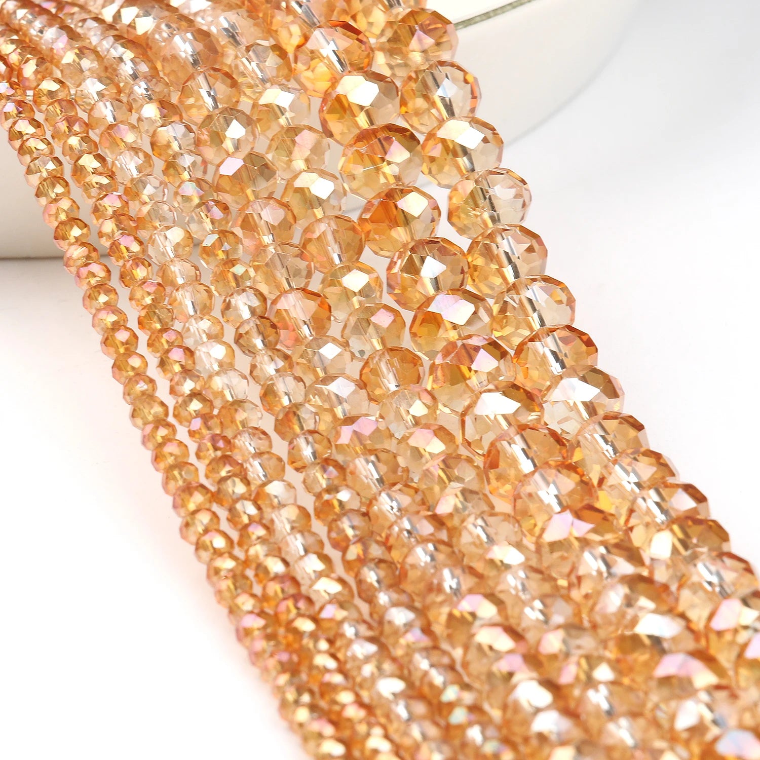 Champagne Faceted Glass Crystal Beads Loose Spacer Rondelle Beads for DIY Bracelet Jewelry