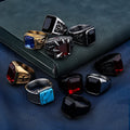 Custom Fashion Jewelry 316 Stainless Steel 18K Gold Natural Stone Gemstone Arab Men Rings 7-13 MegaBDM