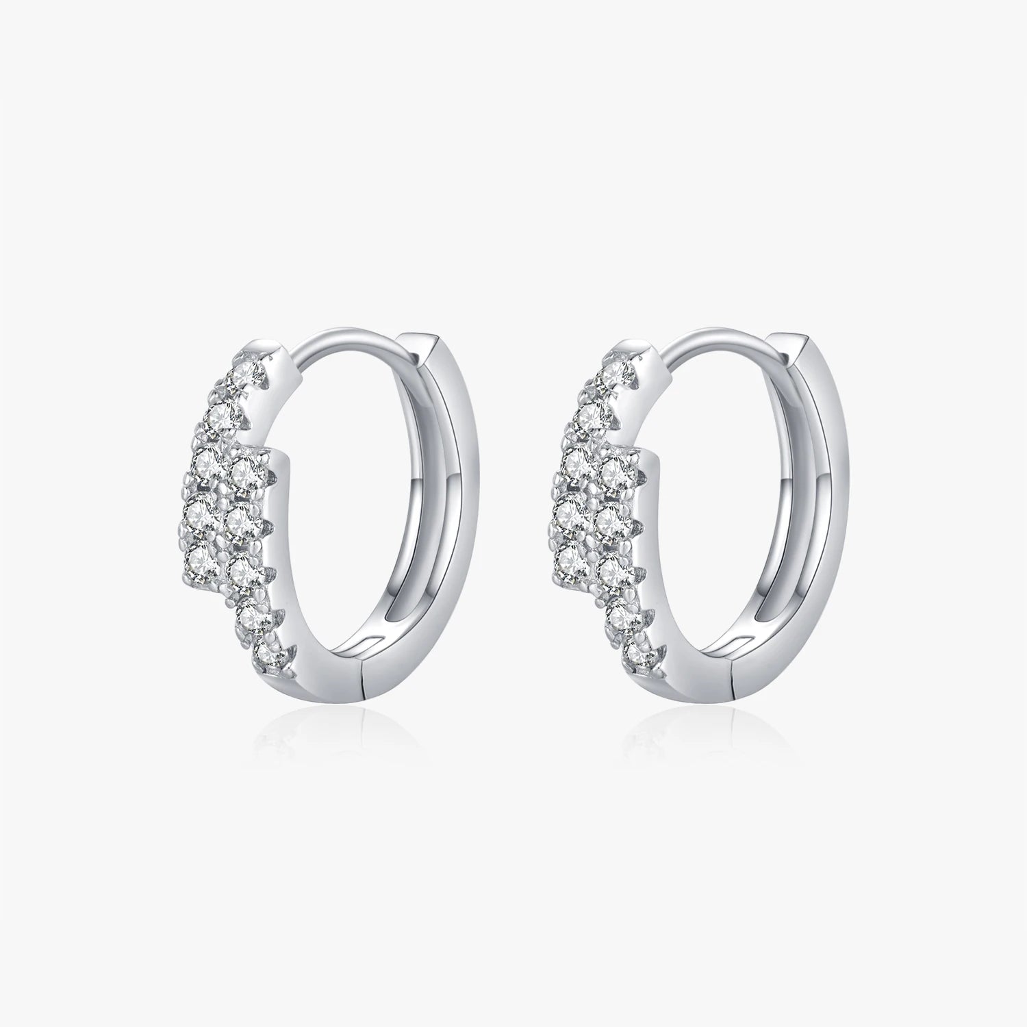 925 Sterling Silver Classic Sparkling Double Row Geometric Moissanite Hoop Earrings for Women Party Fine Jewelry