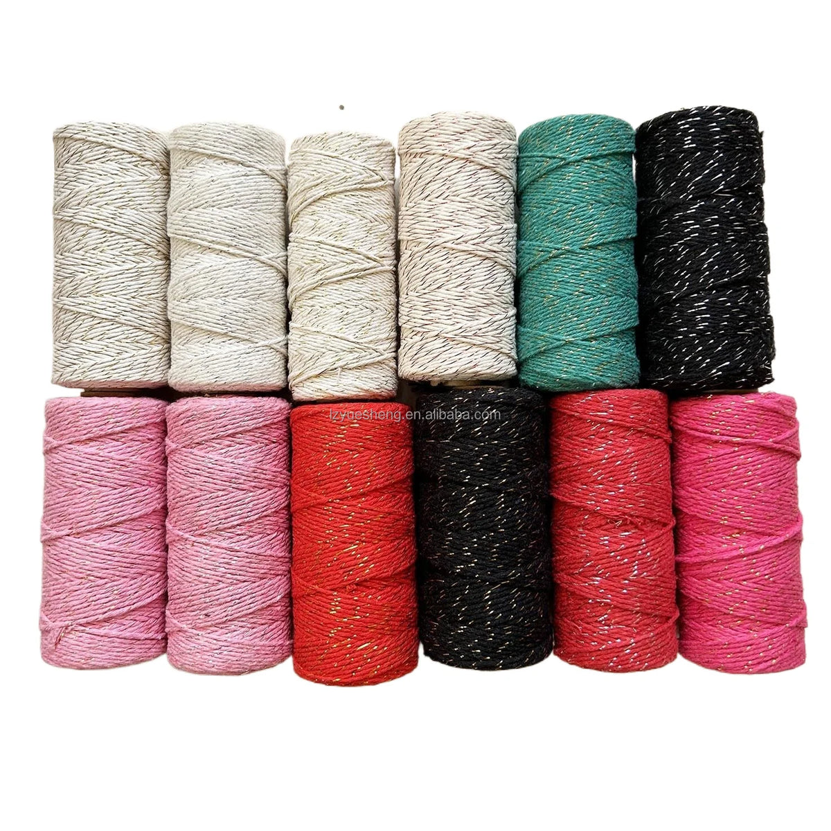 2MM 100m Spool Cotton String Baker Twine White and Gold Metallic Cotton Rope for Packaging Durable and Elegant