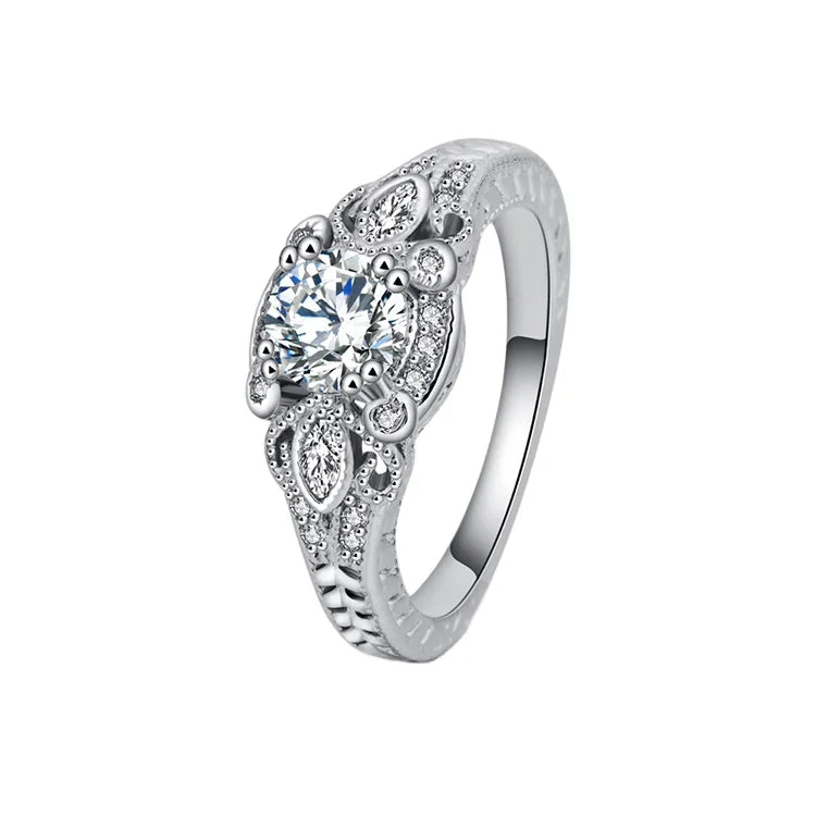Custom logo Name 925 Sterling Silver Rhodium Plated Cubuc Zircon Lab Grown Diamond Promise Weeding Engagement Ring Jewelry