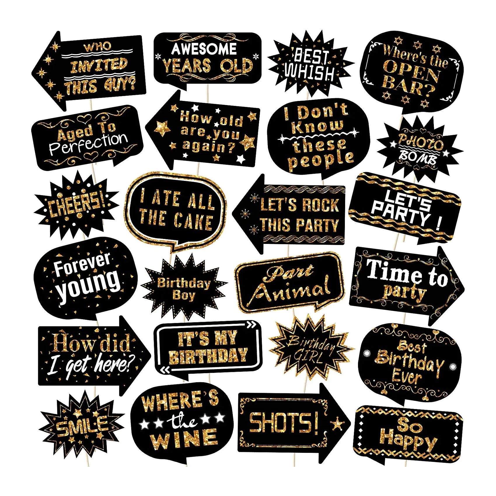 Nicro New Arrival DIY 24pcs Graduation Birthday Party Supplies Prom Decorations Boys Girls Bachelorette Paper Photo Booth Props