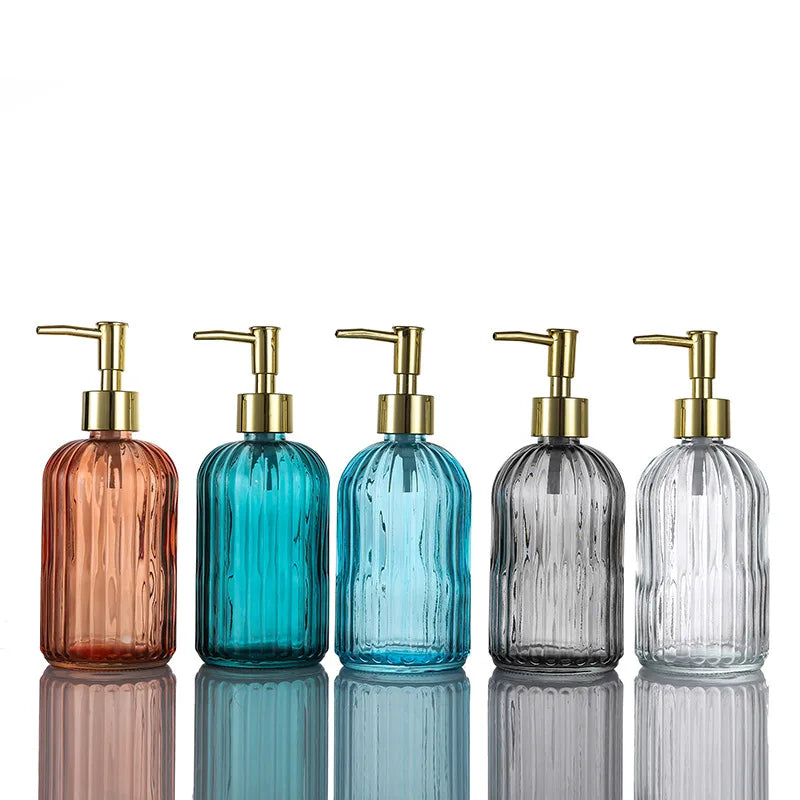 400ML Soap Dispenser Lotion Soap Bottle with Stainless Steel Soap Pump Refillable Hand Lotion Glass Dispenser Bottle